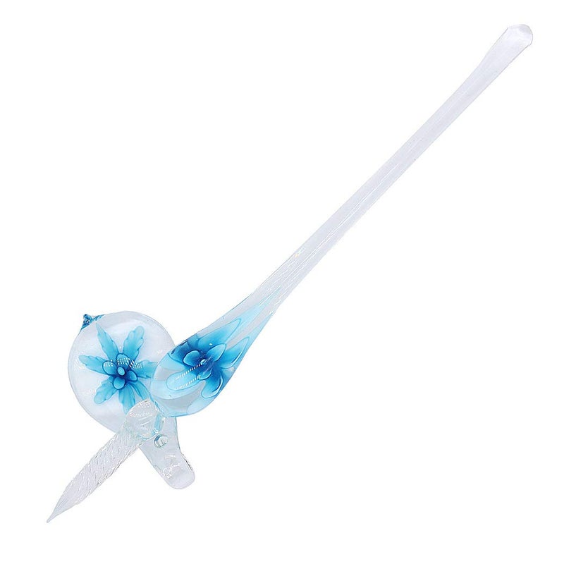 SIPLIV Crystal Glass Intarsia Dip Pen Fountain Pen Kit Vintage Calligraphy Signatures Pen, Light Blue - Image 3